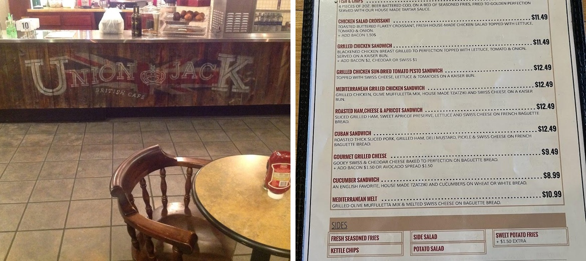 Union Jack Cafe Menu